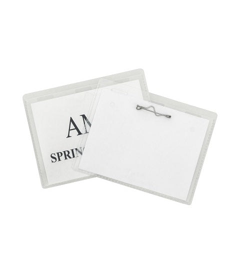 Pin Style Name Badges, Kit with inserts, clear, 3 1/2 x 2 1/4, 100/BX