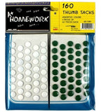Thumb Tacks - 160 pk - 80 White+40 Red +40 Green