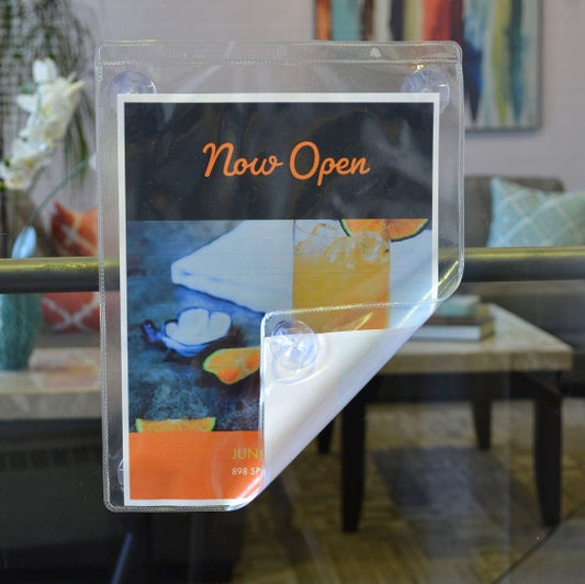 Display Pocket with Suction Cups, Both Sides Clear, 9" x 12", 71012