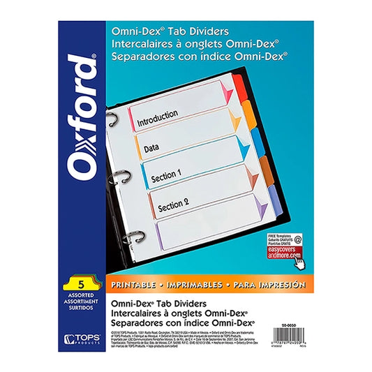 Omni-Dex Index Divider 5 Tab Assorted Colors