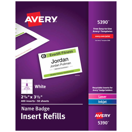 NAME BADGE INSERT REFILLS 2-1/4" X 3-1/2" PQ. 400