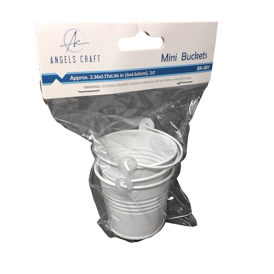 MINI WHITE BUCKET, 2.36X1.77X1.96IN 2CT