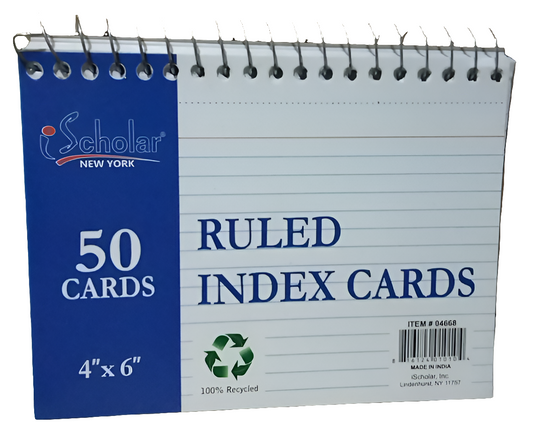 RULED INDEX CARD 4X6''