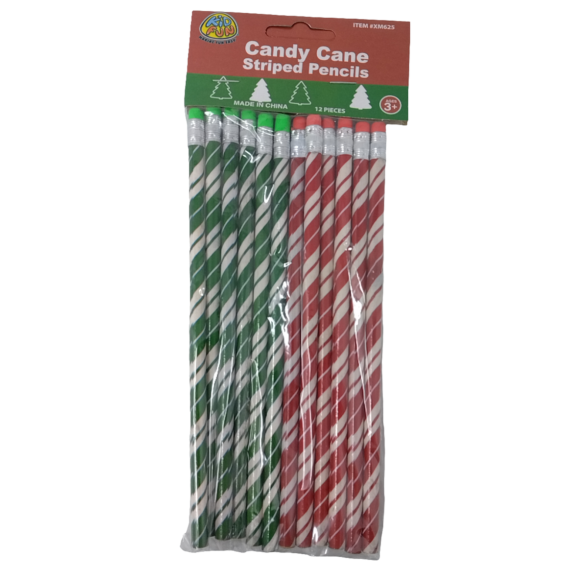 CANDY CANE STRIPE PENCILS 12PCS