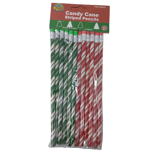 CANDY CANE STRIPE PENCILS 12PCS