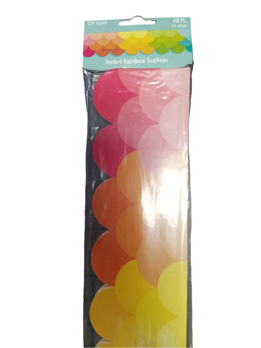 OMBRE RAINBOW SCALLOPS EZ BORDER 48FT. 24 STRIPS