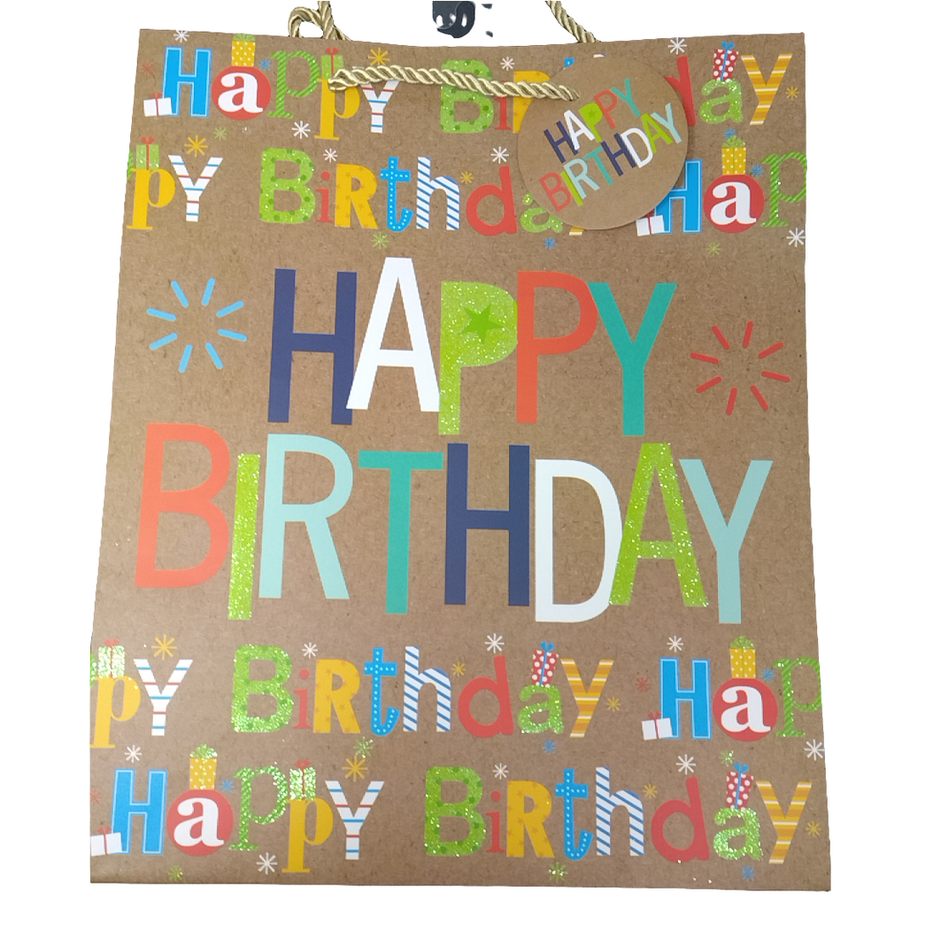 LARGE HAPPY BIRTHDAY BAG KRFAT-GLITTER 4ASSORT