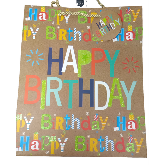 LARGE HAPPY BIRTHDAY BAG KRFAT-GLITTER 4ASSORT
