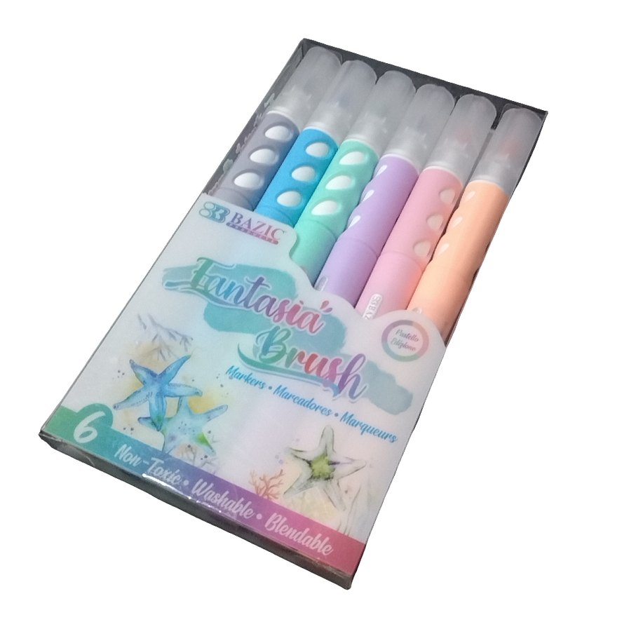 6 PASTEL COLORS BRUSH MARKERS