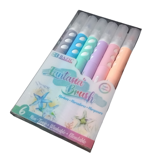 6 PASTEL COLORS BRUSH MARKERS
