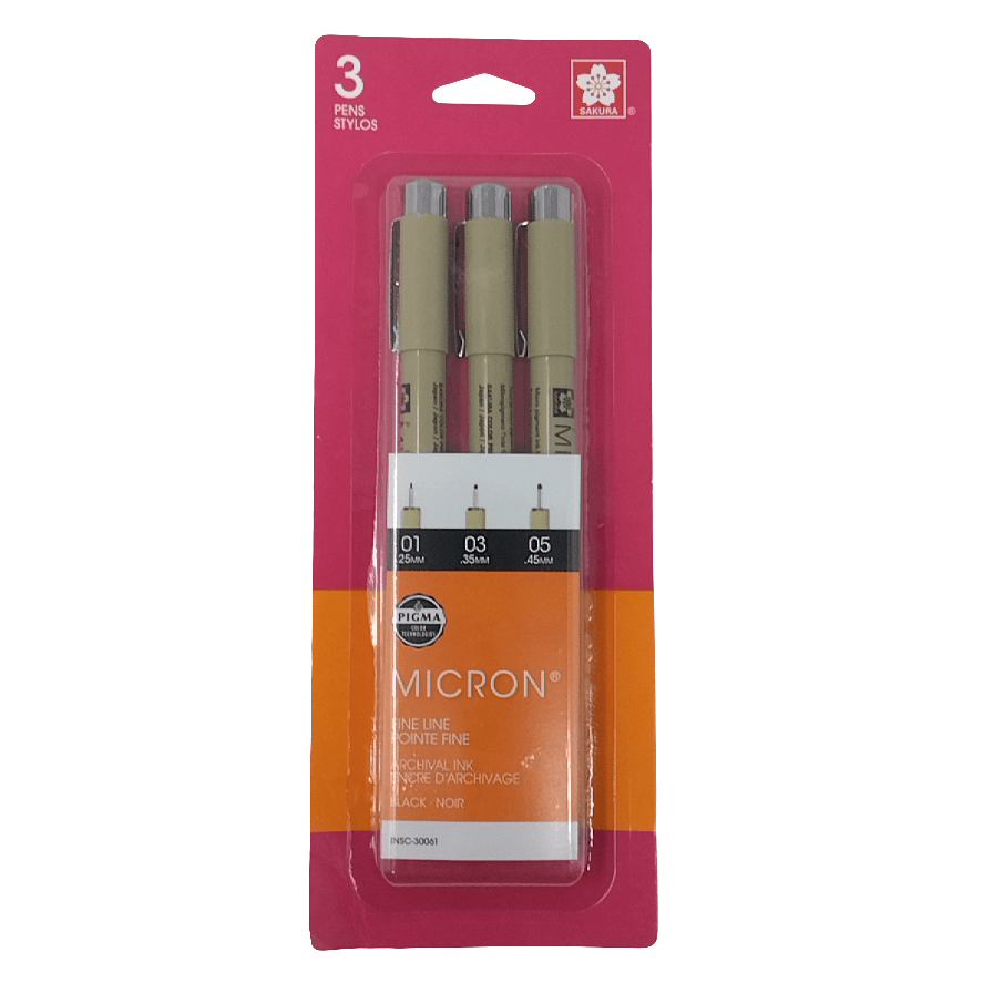 BLACK INK PIGMA MICRON SET 3PK