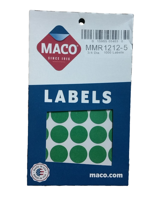 CODING LABEL 3/4" GREEN 1000 PC