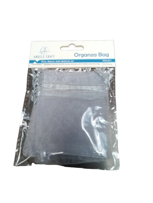 6CT. ORGANZA BAG-SILVER, APPOX. 3X4IN