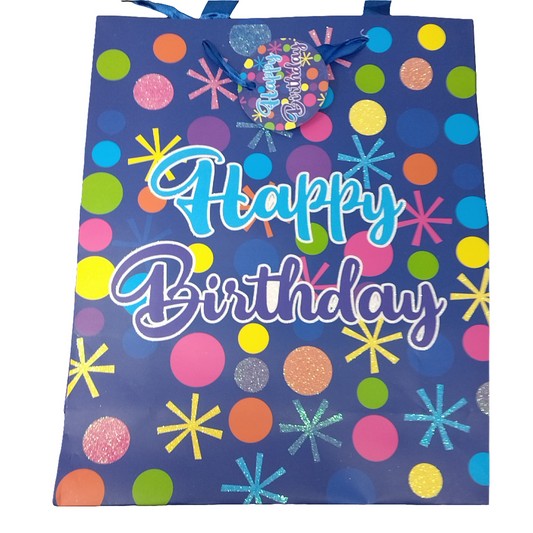 LARGE HAPPY BIRTHDAY BAG RAINBOW-GLITTER ASSORT 4