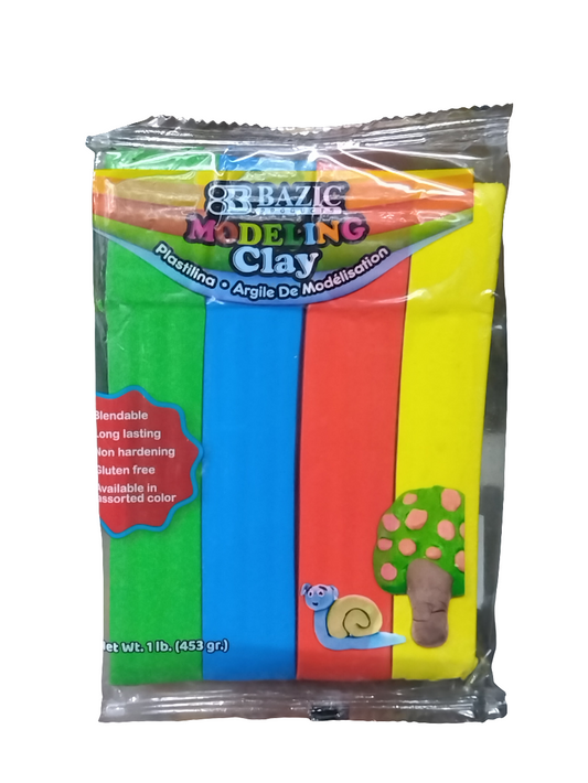 PRIMAY COLORS 1LBS MODELING CLAY PQT. 4