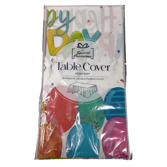 RECTANGLE TABLE COVER - HAPPY BIRTHDAY 54X108IN