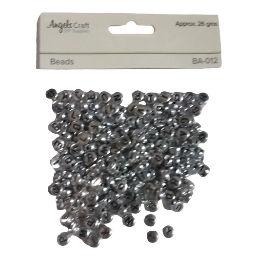 ALPHABET BEADS ROUND SILVER 200 PC