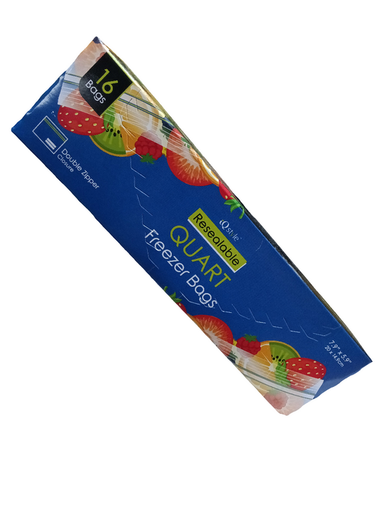 RESEALABLE QUART BAGS 16/BOX (7.9" X 5.9")