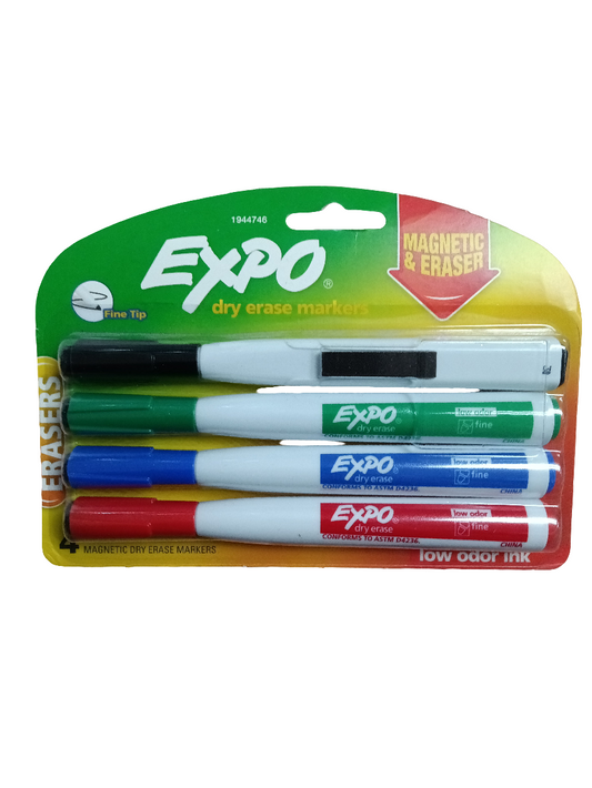 EXPO MAGNETIC W/ERASER 4CD BASIC FINE
