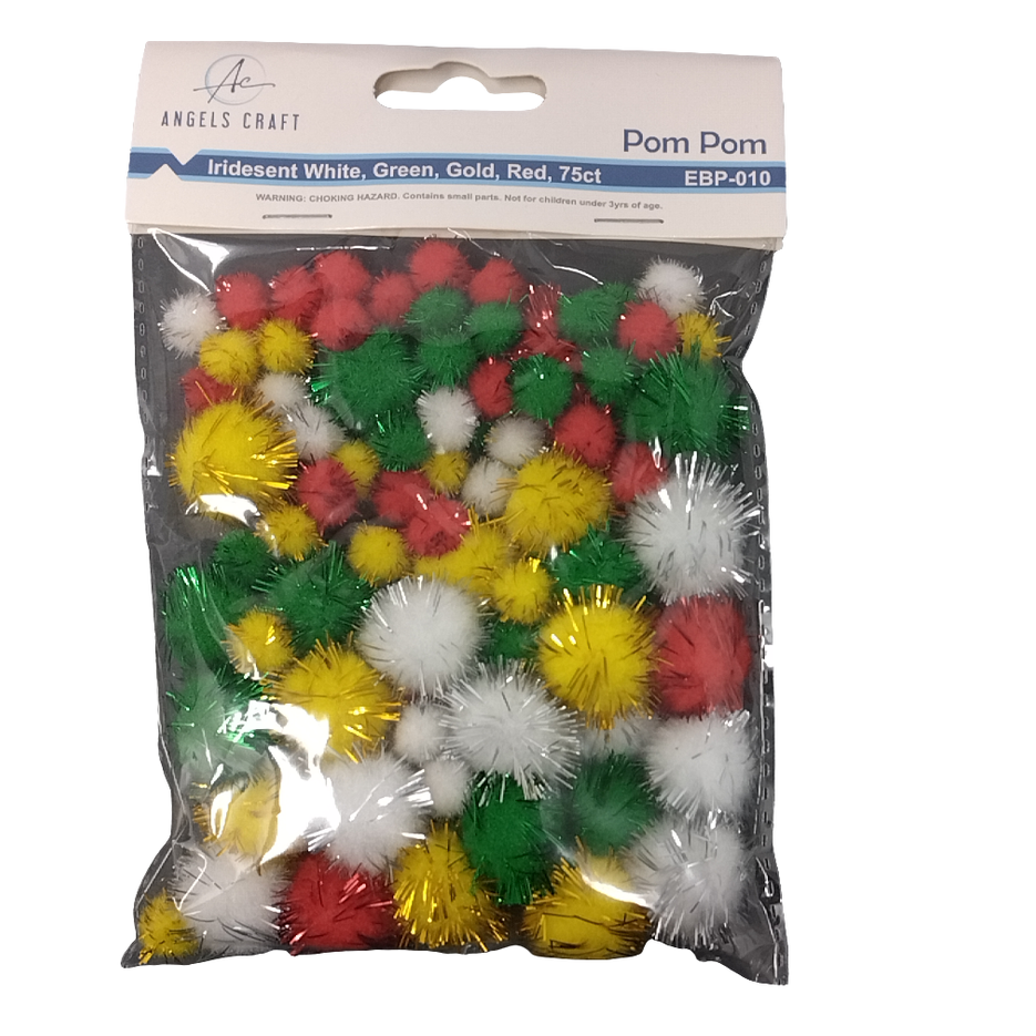 POM POM, ASST. CHRISTMAS COLORS AND SIZES