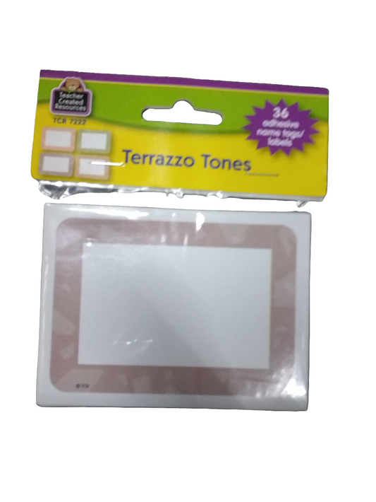 TERRAZZO TONES NAME TAGS/LABELS - MULTI-PACK 36PCS