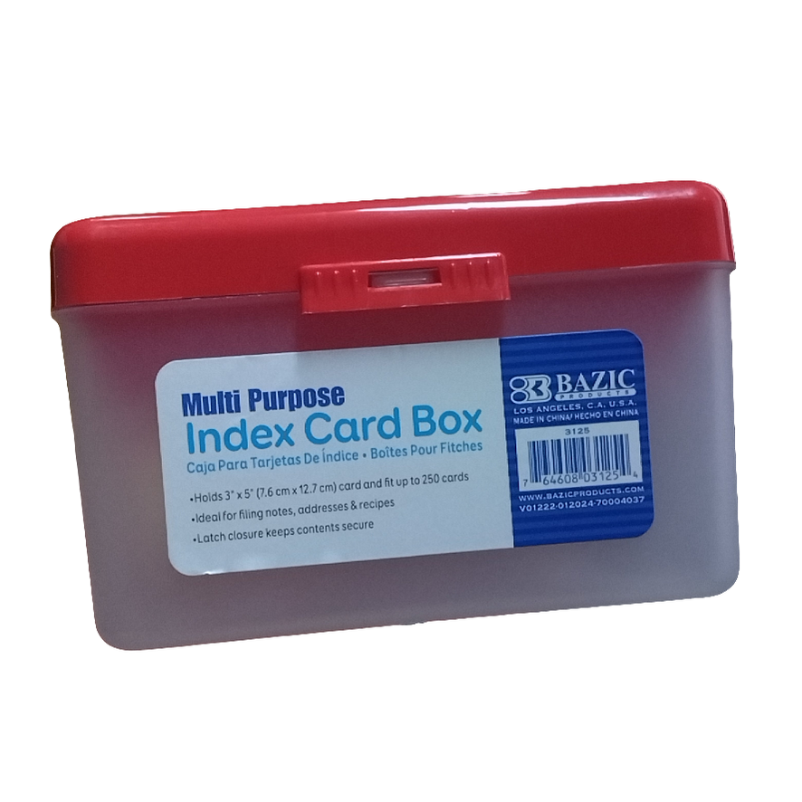 MULTI PURPOSE 3" X 5" CARD FILE BOX ASSORTED COLOR