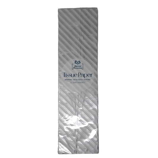 TISSUE PAPER WITH DIAGONAL STRIPE SILVER 20X26IN
