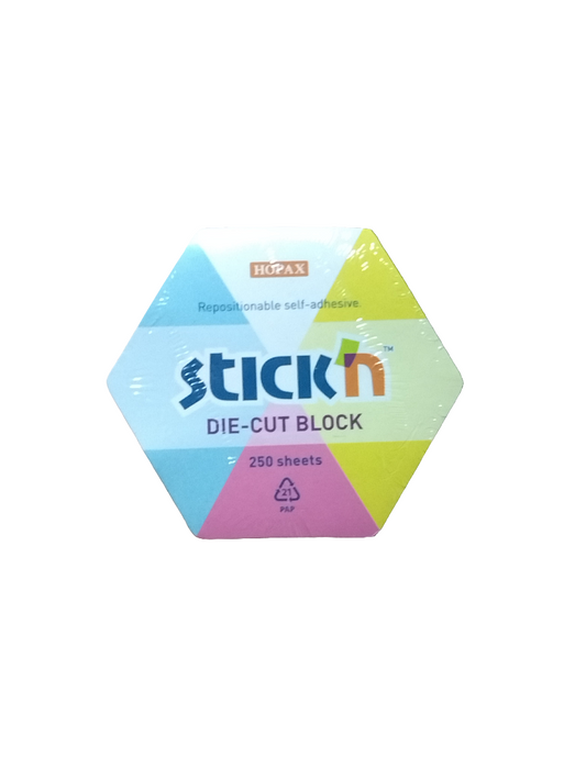 BLOCK EN FORMA HEXGONAL, 7 COLORES FLUO, 250 HOJA