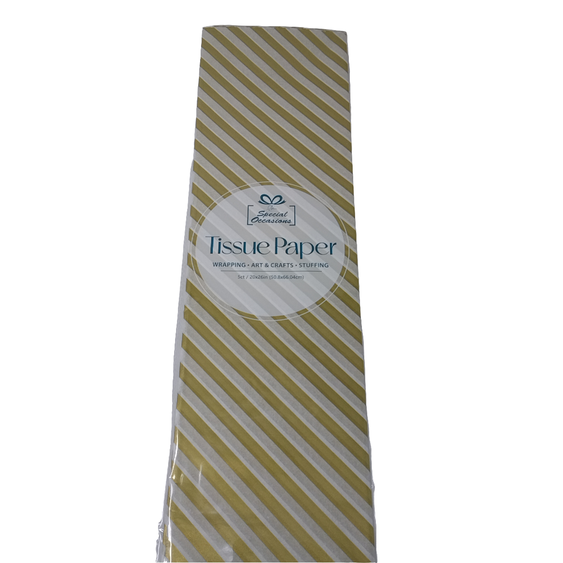 TISSUE PAPER WITH DIAGONAL STRIPES GOLD 20X26IN 5P