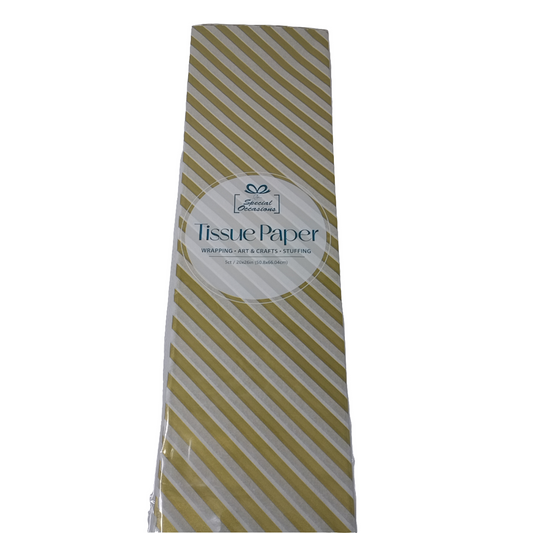 TISSUE PAPER WITH DIAGONAL STRIPES GOLD 20X26IN 5P