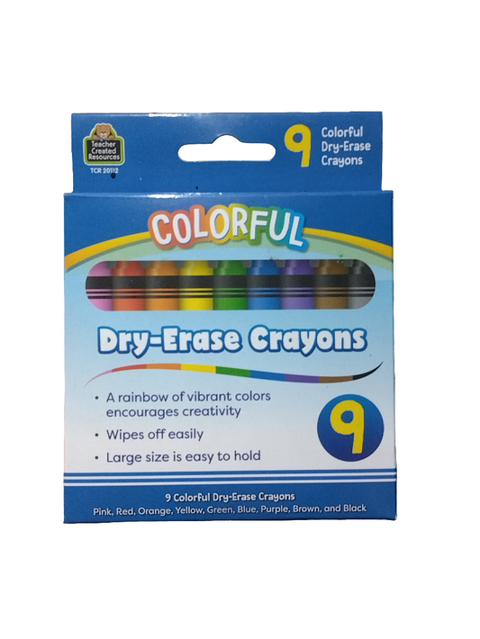 COLORFUL DRY-ERASE CRAYONS 9PCS