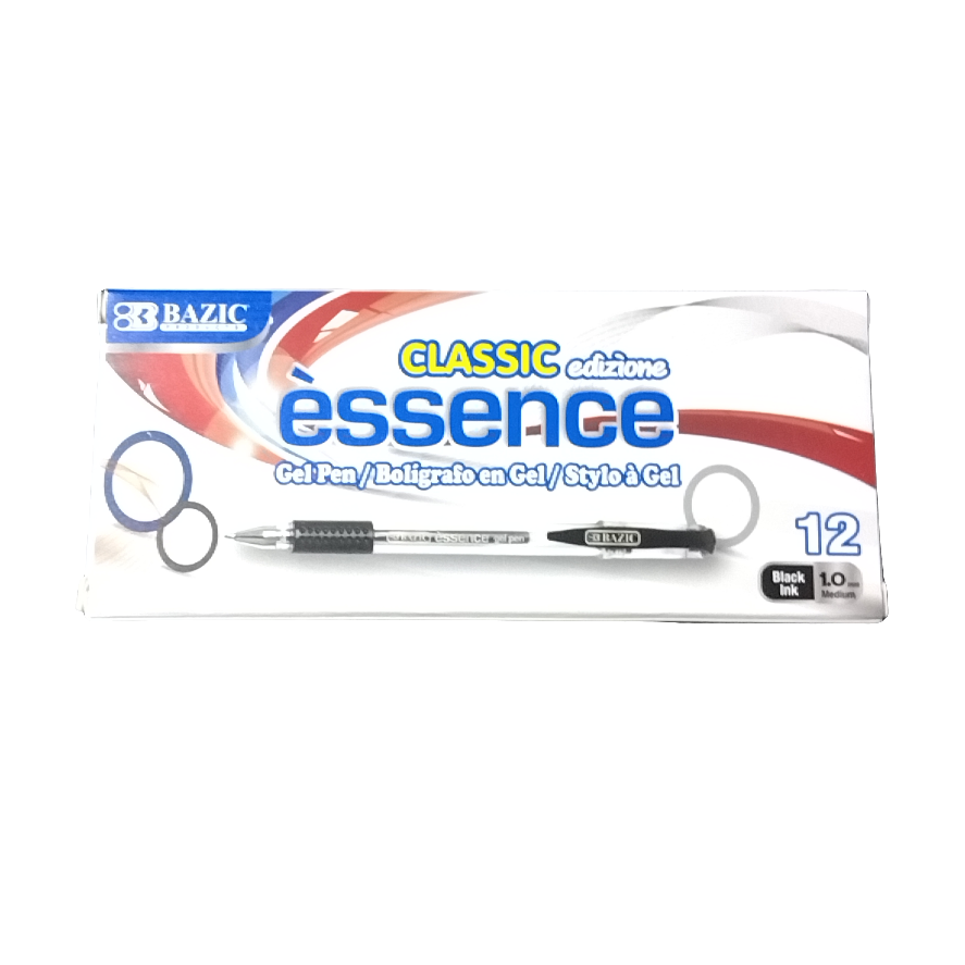 ESSENCE GEL-PEN BLACK WITH CUSHION GRIP 12/BOX