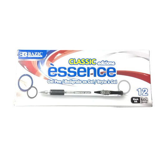ESSENCE GEL-PEN BLACK WITH CUSHION GRIP 12/BOX