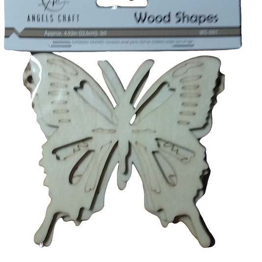 LASER-CUT WOODEN BUTTERFLY 3PCS 4.25''