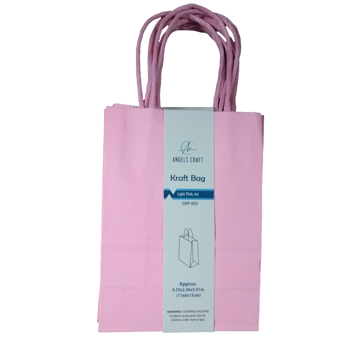 KRAFT BAG-LIGHT PINK 4CT 4.33X2.36X2.91IN