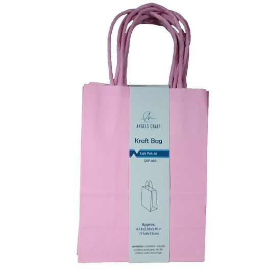 KRAFT BAG-LIGHT PINK 4CT 4.33X2.36X2.91IN