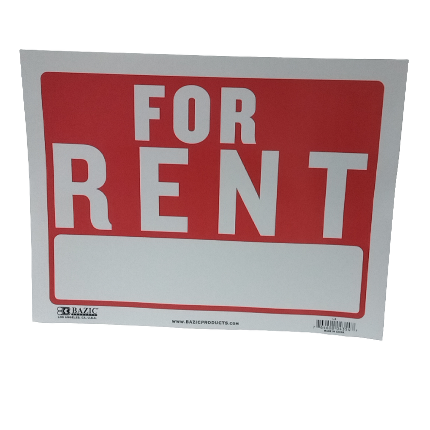 FOR RENT SIGN 12" X 16"