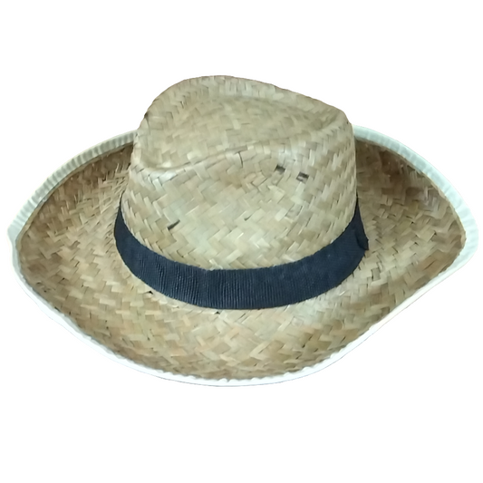 ROLLED BRIM WOVEN STRAW COWBOY HAT