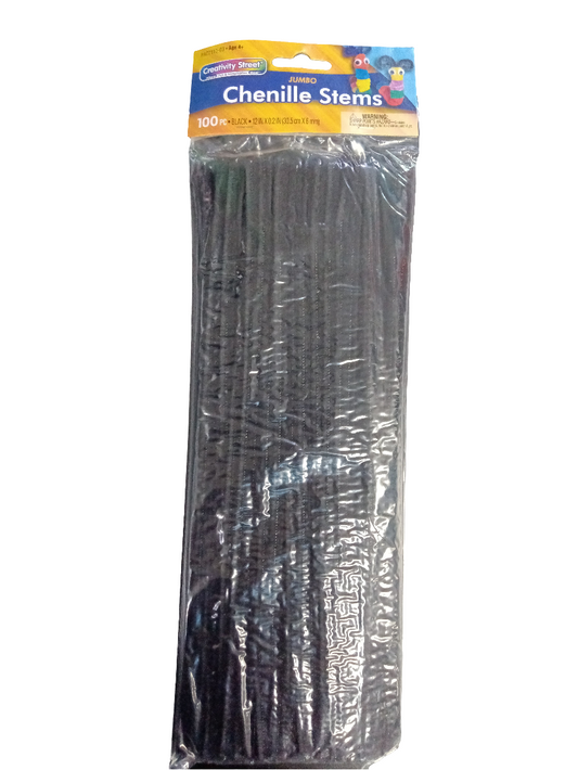 CREATIVITY STREET JUMBO STEMS CHENILLE BLACK 100PC