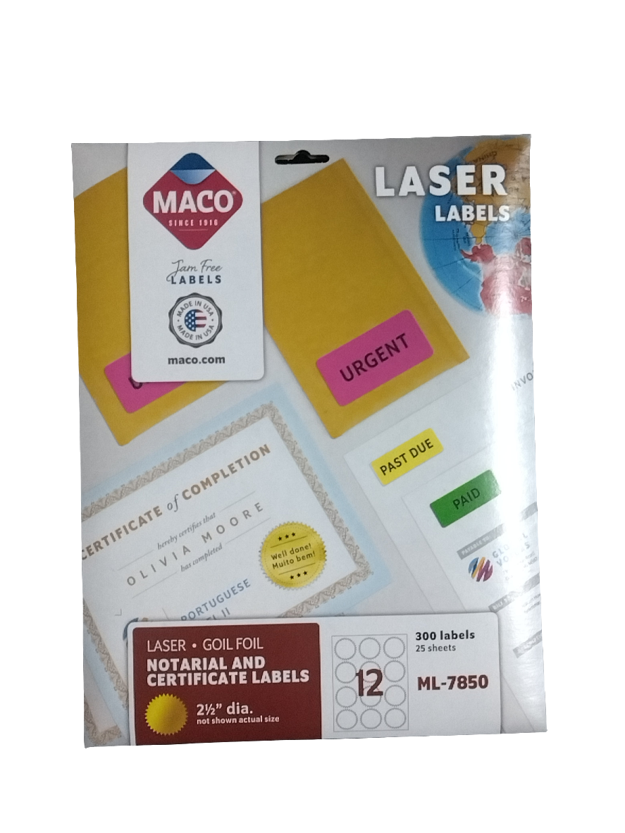 LABELS NOTARIAL 2-1/2" GOLD 300 PC