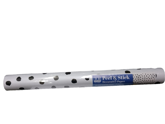 BLACK PAINTED DOTS PEEL AND STICK DECORATIVE PAPER