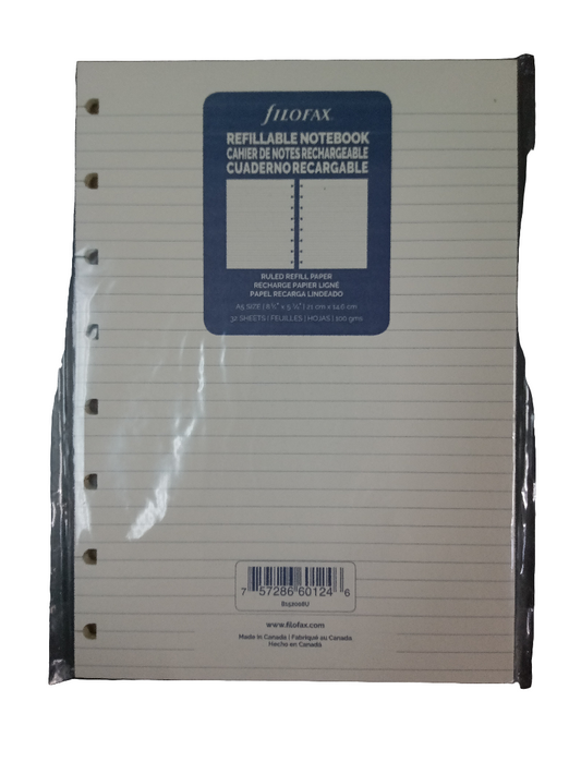 A5 FILOFAX REFILL RULED SHEET