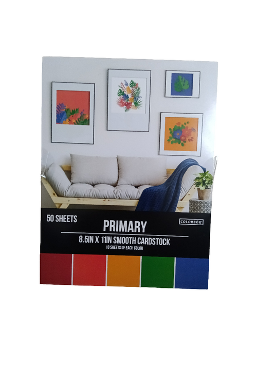 PRIMARY SMOOTH CARDSTOCK PAD 8.5X11 50 SHEETS
