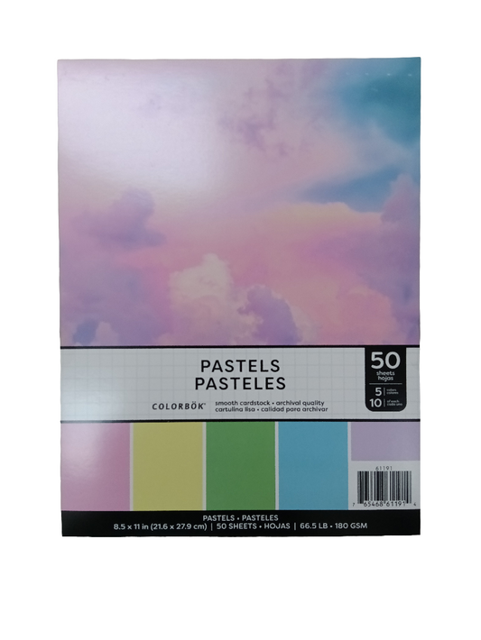 PASTEL SMOOTH CARDSTOCK 8.5X11 50 SHEETS