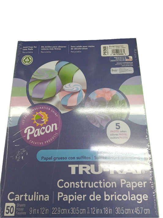 Construction Paper Pastel Ass 50 ct