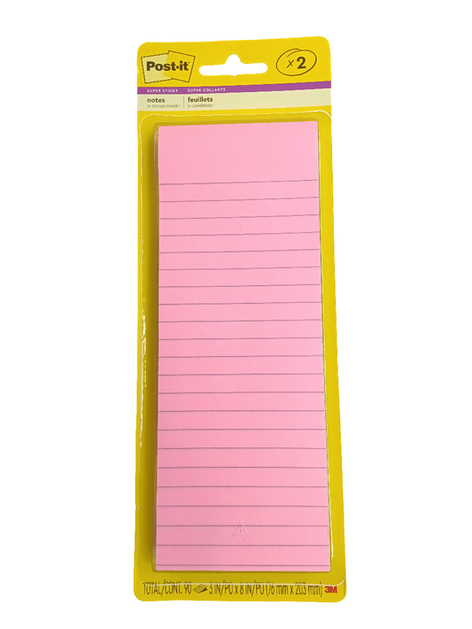 SUPER STICKY LIST NOTE 3" X 8" 2/PADS-PACK