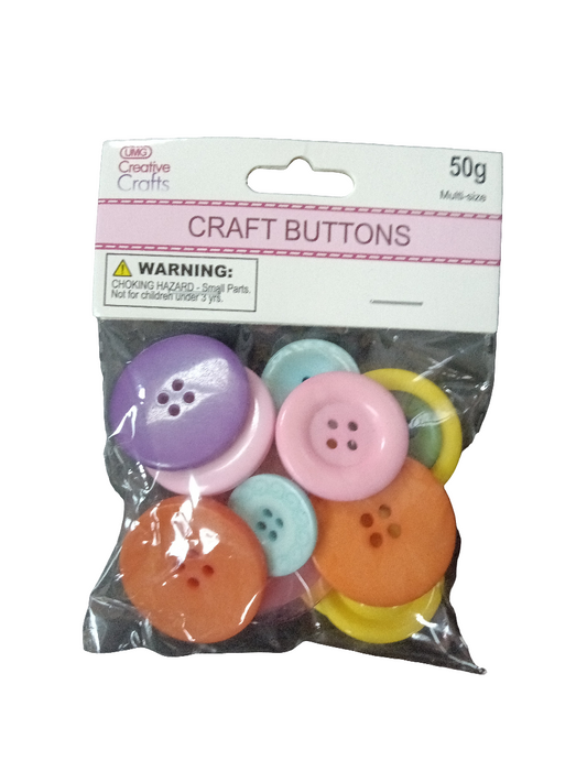 CRAFT BUTTONS ASSORT MIX COLORS
