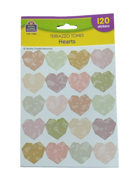 TERRAZZO TONES HEARTS STICKERS 120PCS