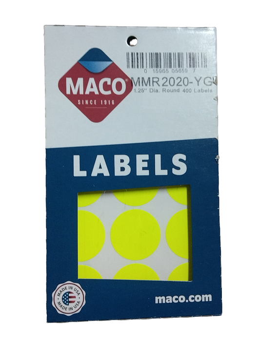 CODING LABEL 1-1/4" YELLOW GLOW 400 PC