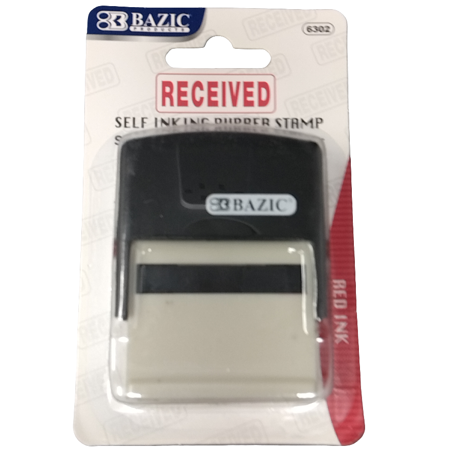 RECEIVED SELF INKING RUBBER STAMP, RED INK